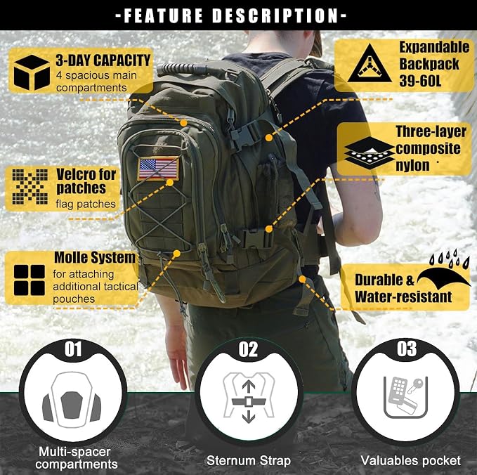 Miramrax Tactical Backpack Military Army Daypack - Image 4