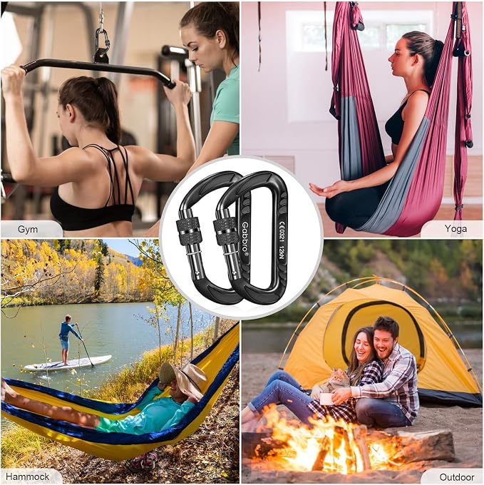 Gabbro Carabiner Clips Heavy Duty 12kN, Wiregate Aluminum Lightweight Caribeener - Image 7