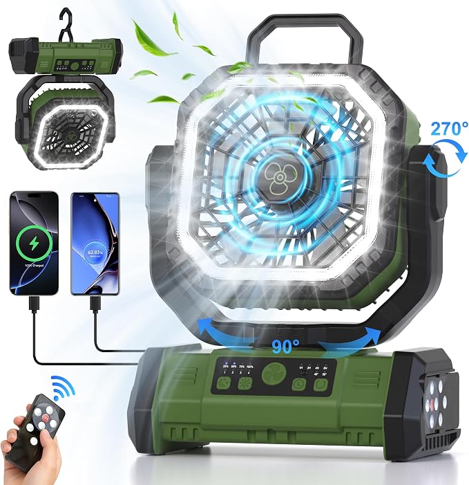 Honesorn Portable Rechargeable Fan 20000mAh, Camping Fan - Image 8