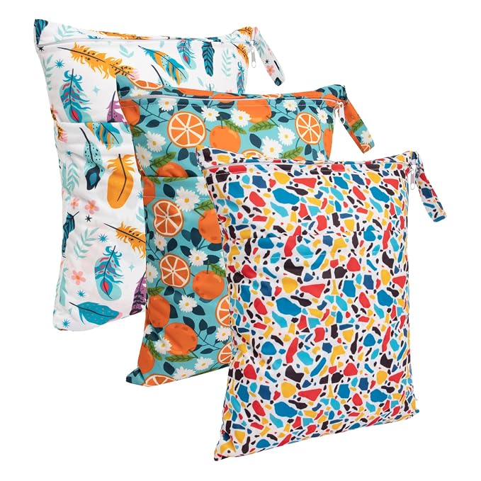 babygoal Wet Dry Bags for Baby Cloth Diapers, Washable Travel Bags, Gym Bag for - Image 2