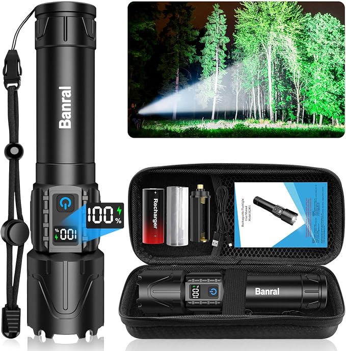 Banral Rechargeable Tactical Flashlights 2000 High Lumens - 5000mAh Super by Banral