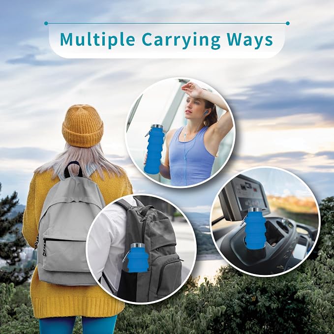 Collapsible Water Bottles 17oz, Odorless BPA-Free Silicone, Leak-Proof Foldable - Image 5
