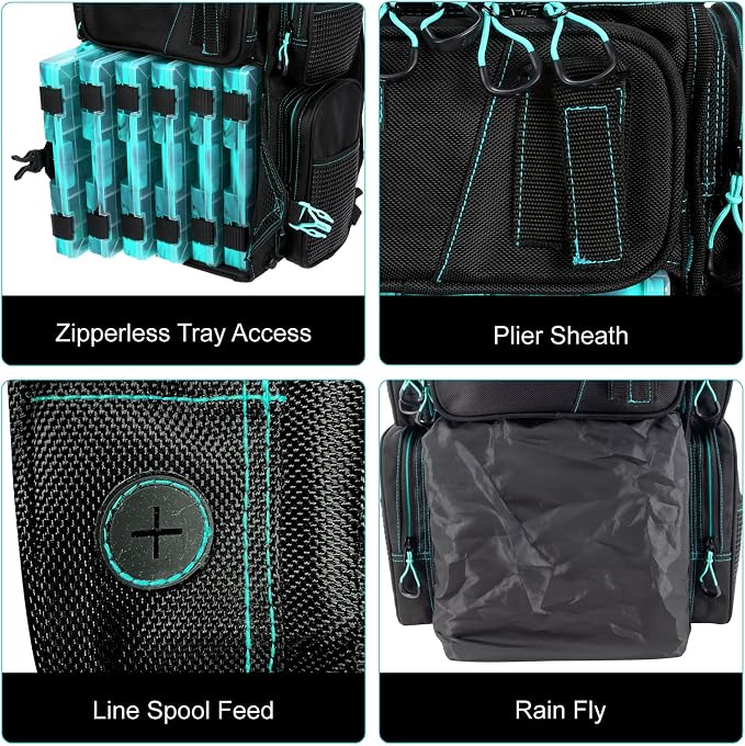 Evolution Fishing Drift Series Tackle Backpack, Outdoor Rucksack w/ 6 Fishing - Image 3