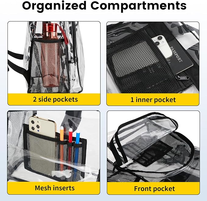 Vorspack Clear Backpack Heavy Duty PVC Transparent Backpack Extra Large Clear - Image 4