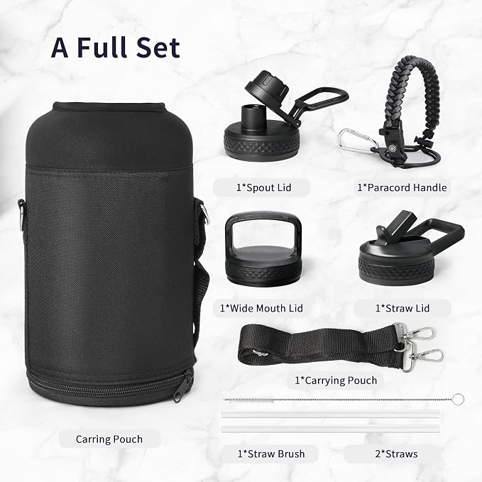 Trebo Water Bottle 64oz with Paracord Handle, Half Gallon Large Vacuum Triple - Image 6