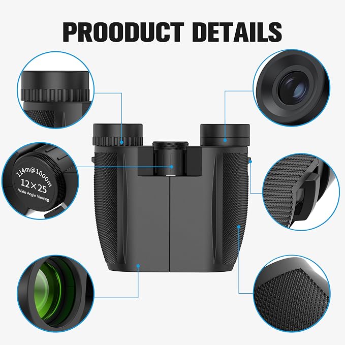 Binoculars 12x50 for Adults and Kids Night Vision Binoculars Compact Binocular - Image 7