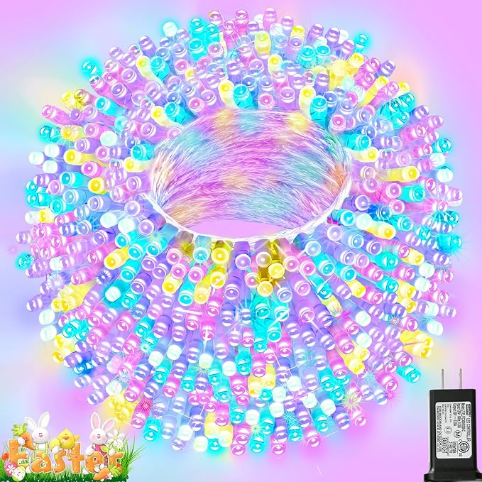 Colorful String Lights Easter Decoration, 66 ft 200 LED Easter Pastel Lights 8 by Pooqla