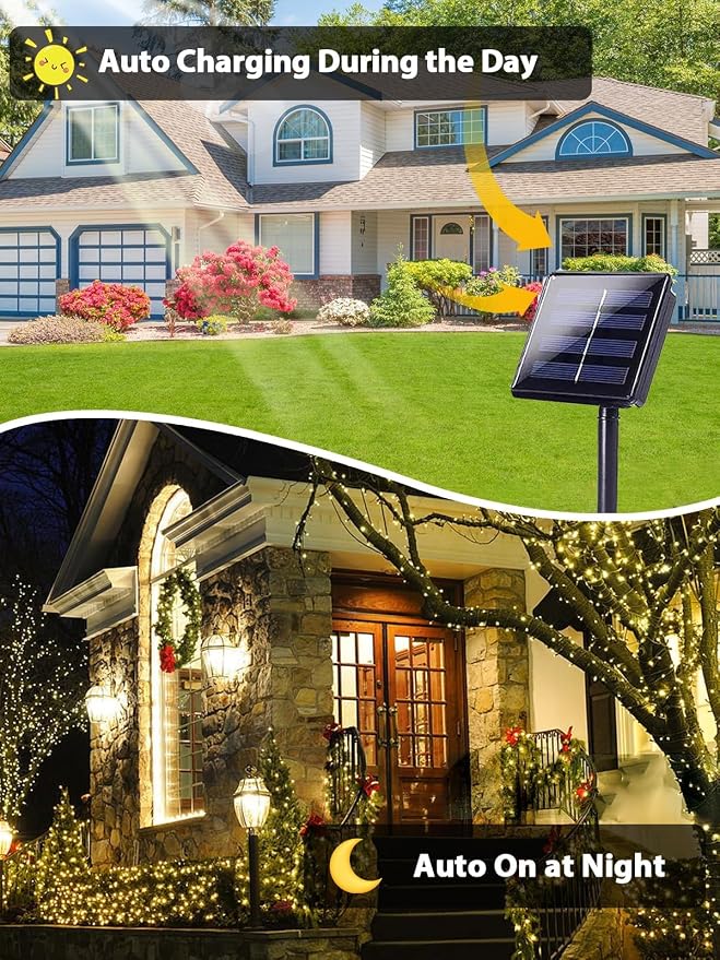 4 Pack Total 800 LED Solar Christmas Lights Outdoor, Solar String Lights - Image 2