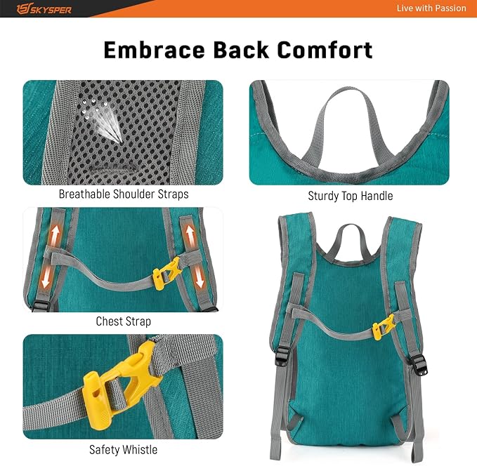 SKYSPER 15L/20L Foldable Hiking Backpack Lightweight Packable Travel Daypack - Image 4