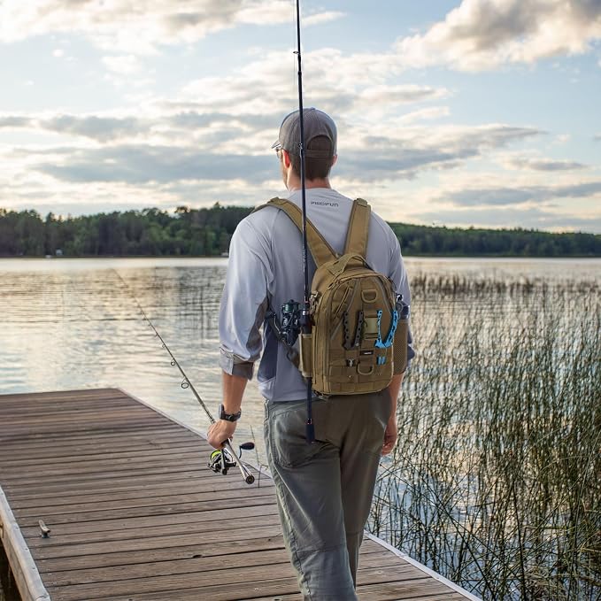 Piscifun Fishing Backpack with Rod Holder, Lightweight Sling Bag Storge Gear - Image 2