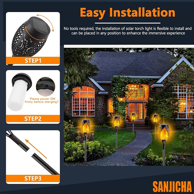 10Pack Solar Lights Outdoor, Mini Solar Torch Lights - Image 3