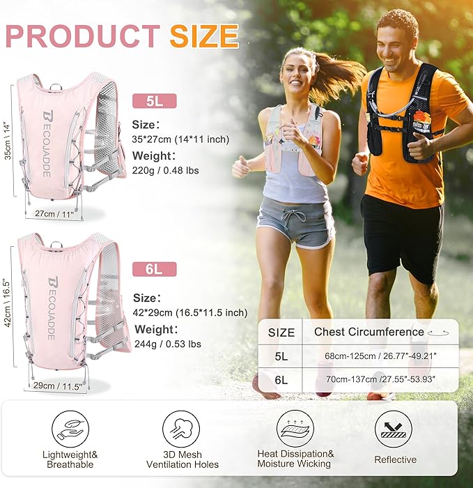 BECOJADDE Running Vest Hydration Backpack - Image 4