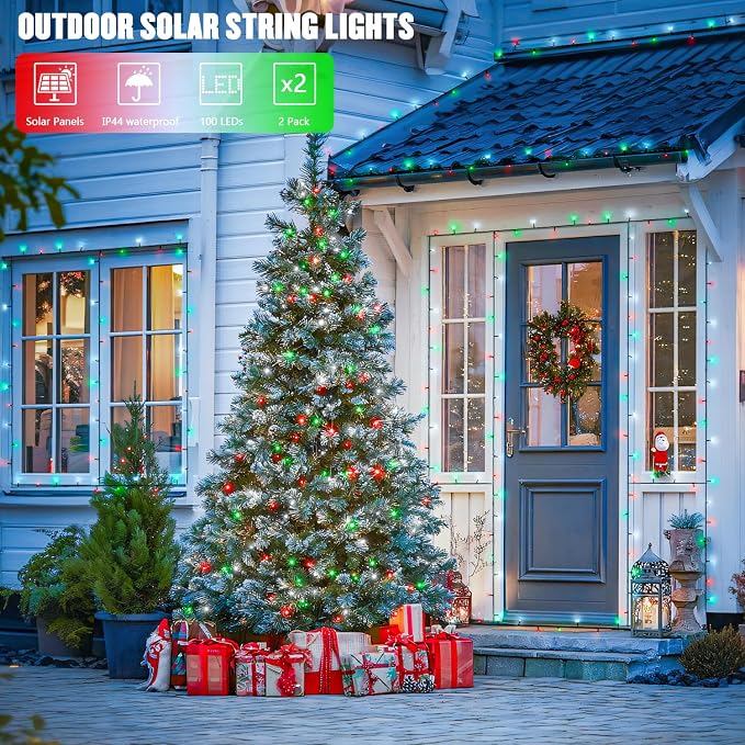 JMEXSUSS 2 Pack Solar String Lights Outdoor Waterproof, Total 66 FT 200 LED - Image 3