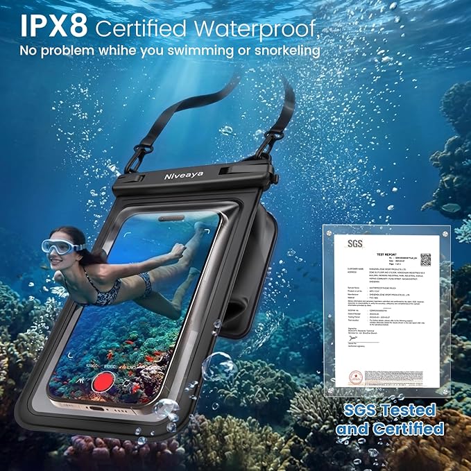 Niveaya [Floatable Floating Waterproof Phone Pouch 2 Pack-Up to 8.5", Large - Image 3