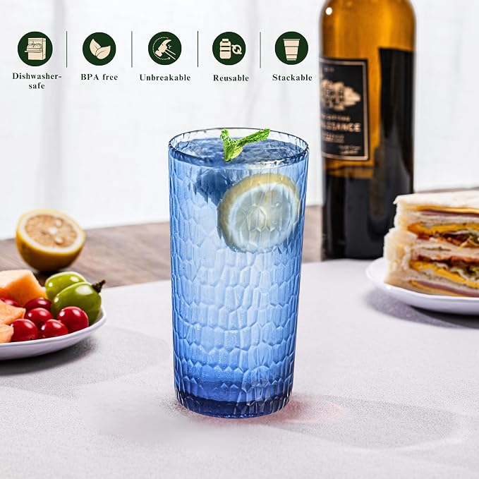 15oz and 22oz Colorful Acrylic Glasses Drinkware, Honeycomb Stackable - Image 4