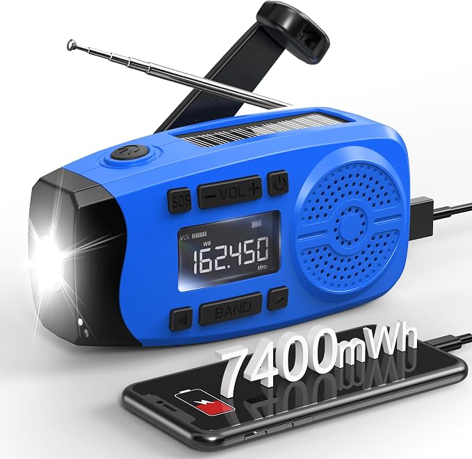 Runningsnail Emergency Weather Radio, 7400mWh Hand Crank Emergency Radio by RunningSnail