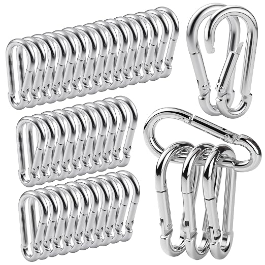 60Pack M6 Spring Snap Hooks Carabiner, 1/4" Heavy Duty Carabiner Clips Chain by REDOVANT