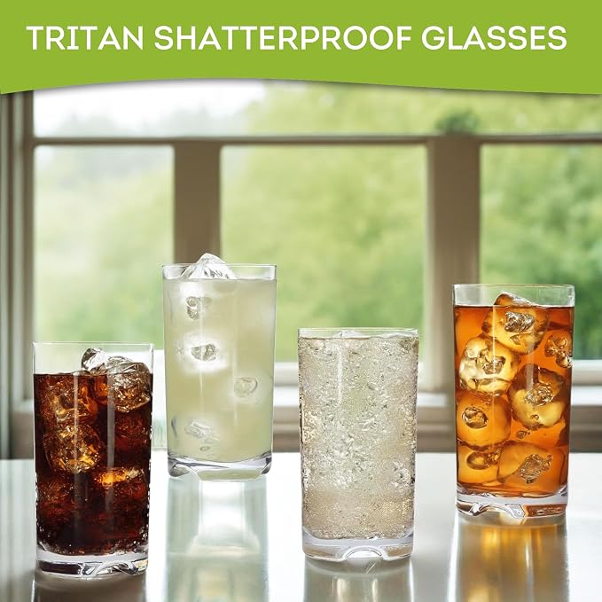 Lily's Home Unbreakable Highball Tumblers, Made of Shatterproof Tritan Plastic - Image 3