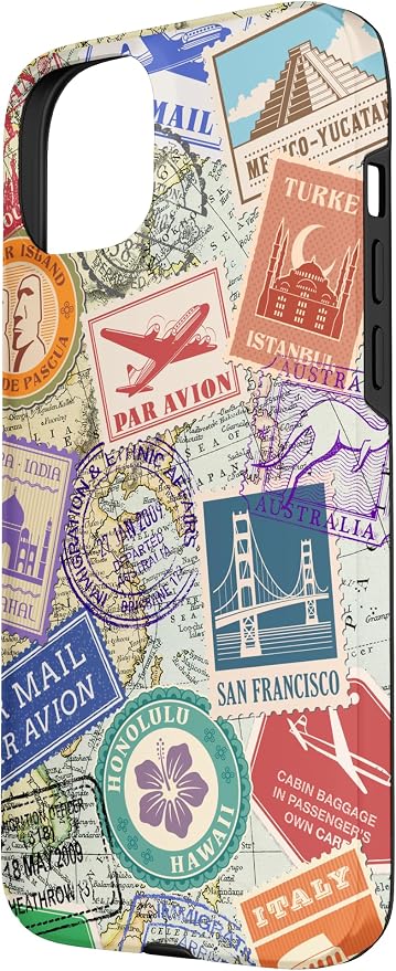 World Map Travel Passport Stamps Postage Stamp Case - Image 2