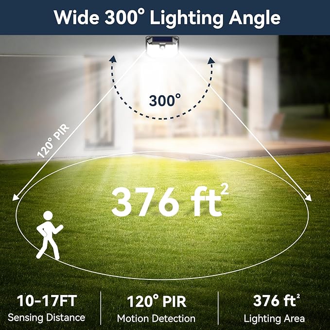 TECKNET 231 LED Solar Motion Lights Outdoor Waterproof, 6 Pack 300° Angle & 3 - Image 3