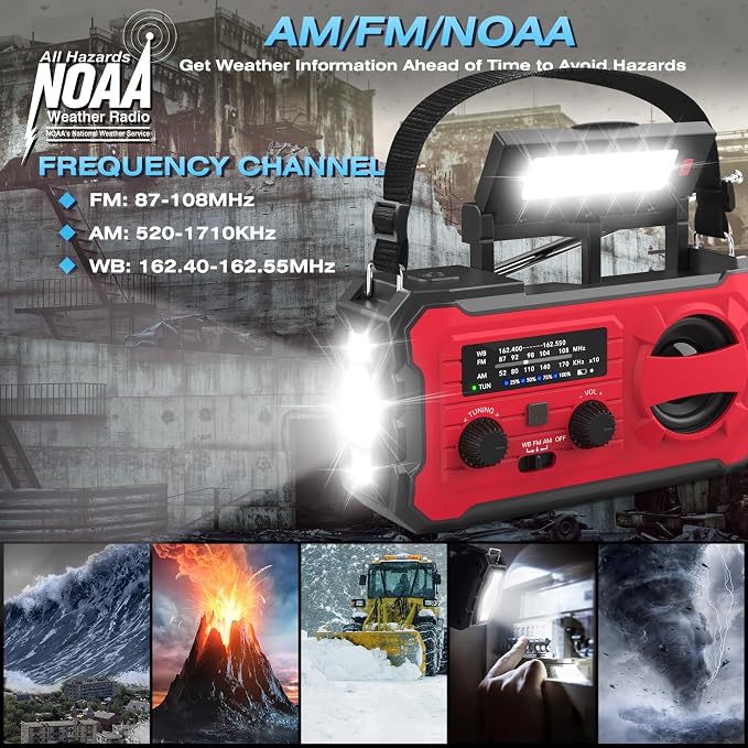 NITIGO 10000mAh Emergency Radio, NOAA Weather Radio - Image 2