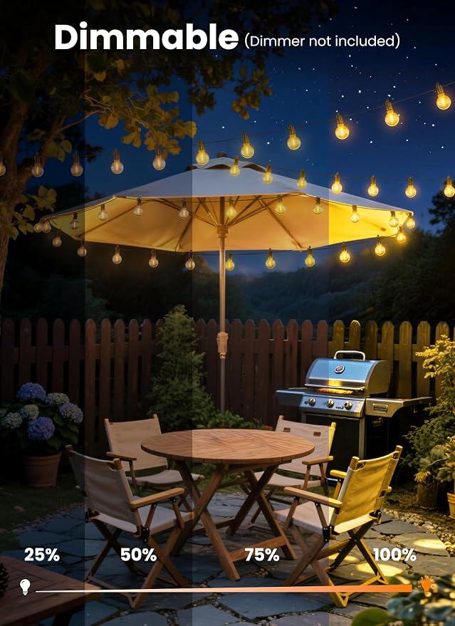 Outdoor String Patio Lights 100FT 50 LED String Lights Waterproof Connectable - Image 3