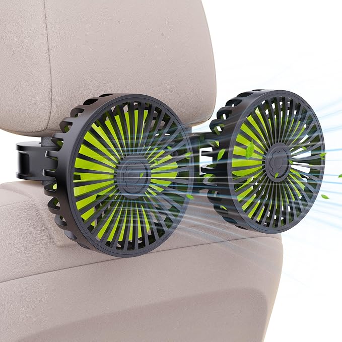 Hayousui USB Car Cooling Fans for Backseat: Dual Head Car Fan for Kids 3 Speeds by Hayousui