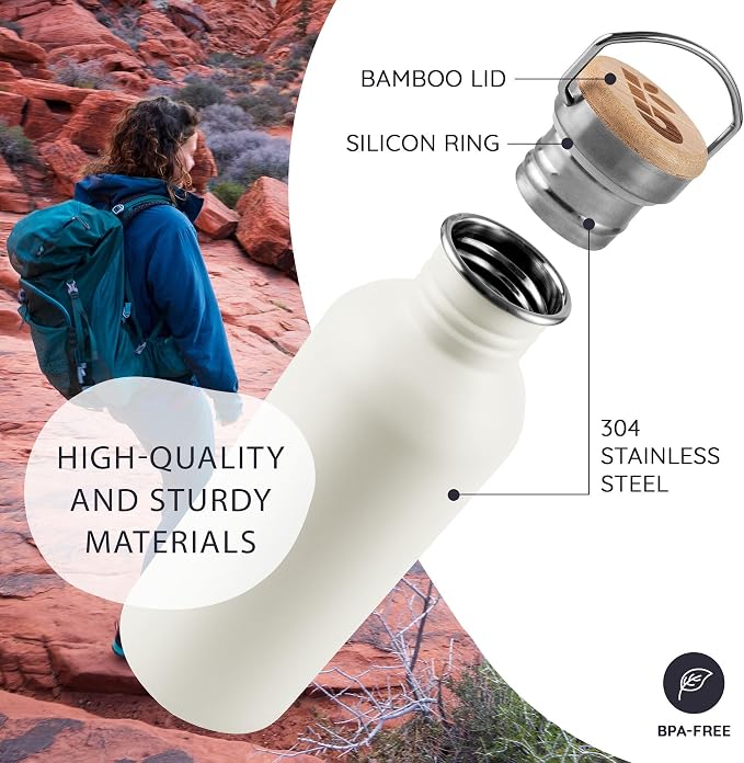 Bambaw 500 ml Stainless Steel Water Bottle, Non-Insulated Sports Stainless - Image 2