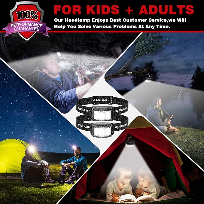 Headlamp Rechargeable, 2 Pack 2000 Lumen Super Bright Led Headlamp, 16 Modes - Image 7