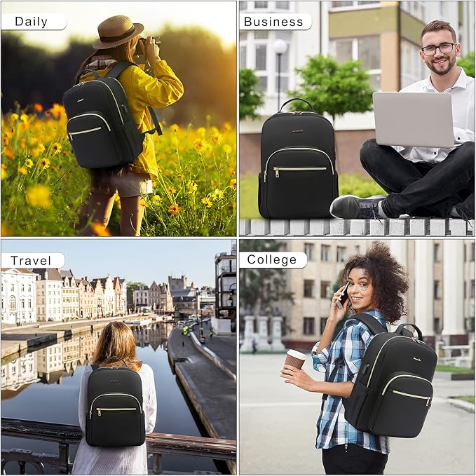 LOVEVOOK Laptop Backpack Purse for Women, Work Travel Computer Bags, Quilted - Image 6