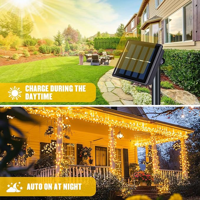 JMEXSUSS 2 Pack Solar String Lights Outdoor Waterproof, Total 66 FT 200 LED - Image 7