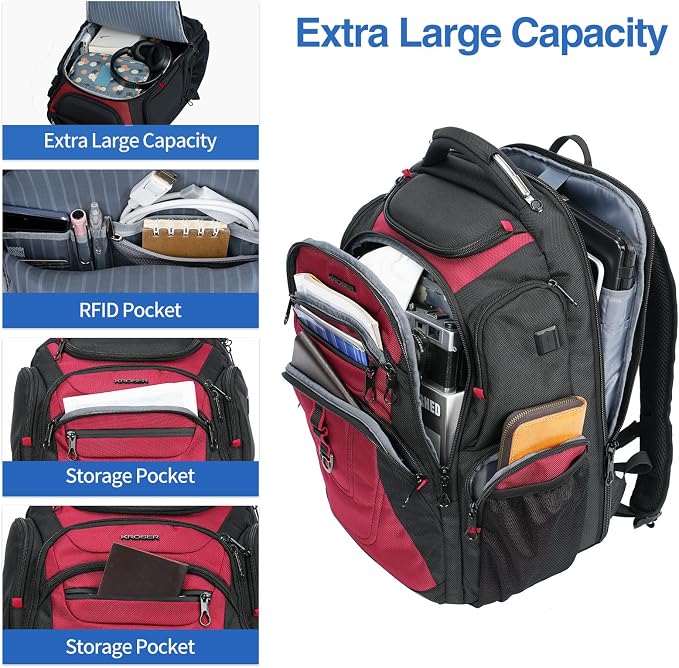 KROSER Friendly Travel Laptop Backpack 17.3 inch XXXL Gaming Backpack - Image 3