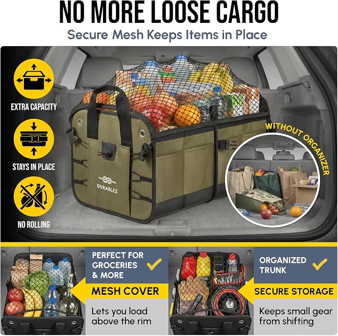4-Section Extra Large Trunk Organizer – Heavy Duty 1680D, Collapsible & - Image 5