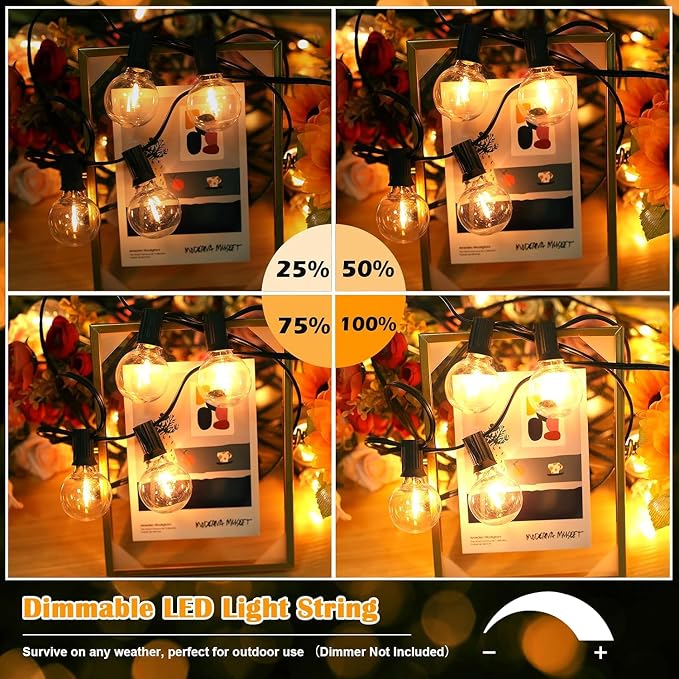 Brightever 120ft Outdoor G40 LED Globe String Lights Dimmable Waterproof - Image 5