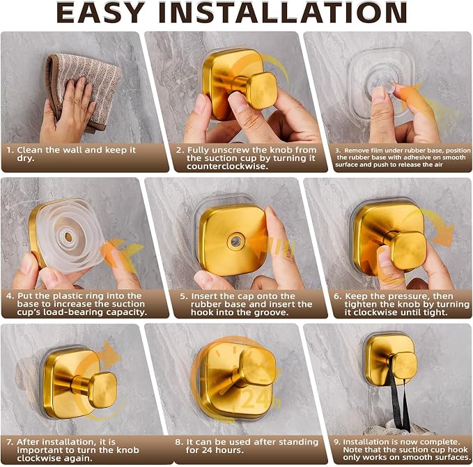 Suction Cup Hooks for Shower Heavy Duty No-Drill– Reusable Multi-Purpose Hooks - Image 7