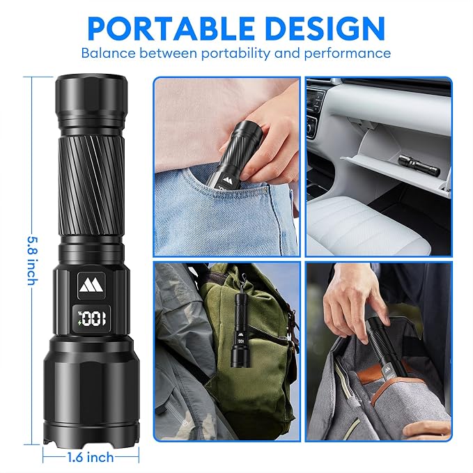 3 Pack Rechargeable Flashlights High Lumens, Super Bright LED Tactical - Image 5