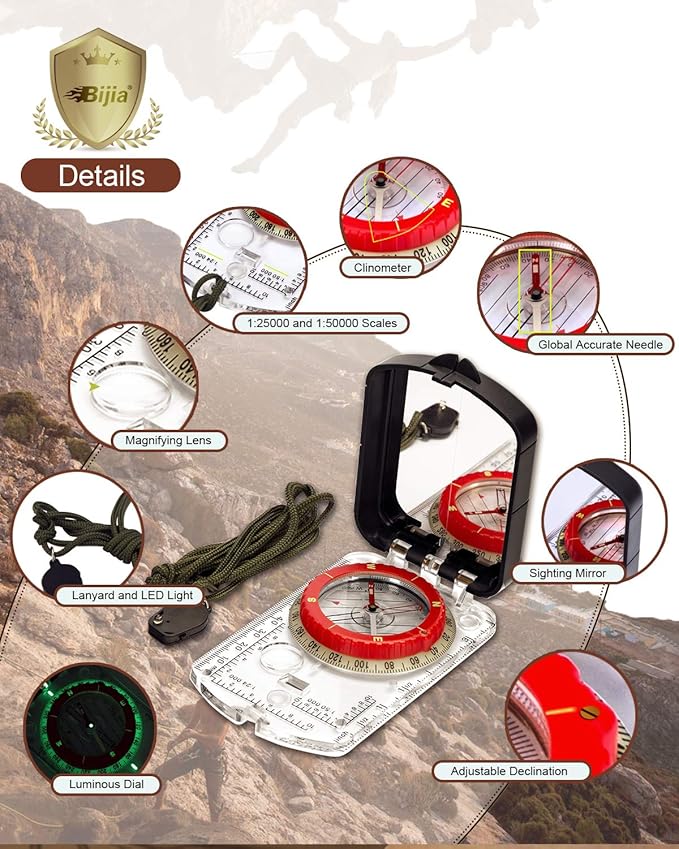 BIJIA Orienteering Map Compass -Sighting Mirror Compass - Image 2