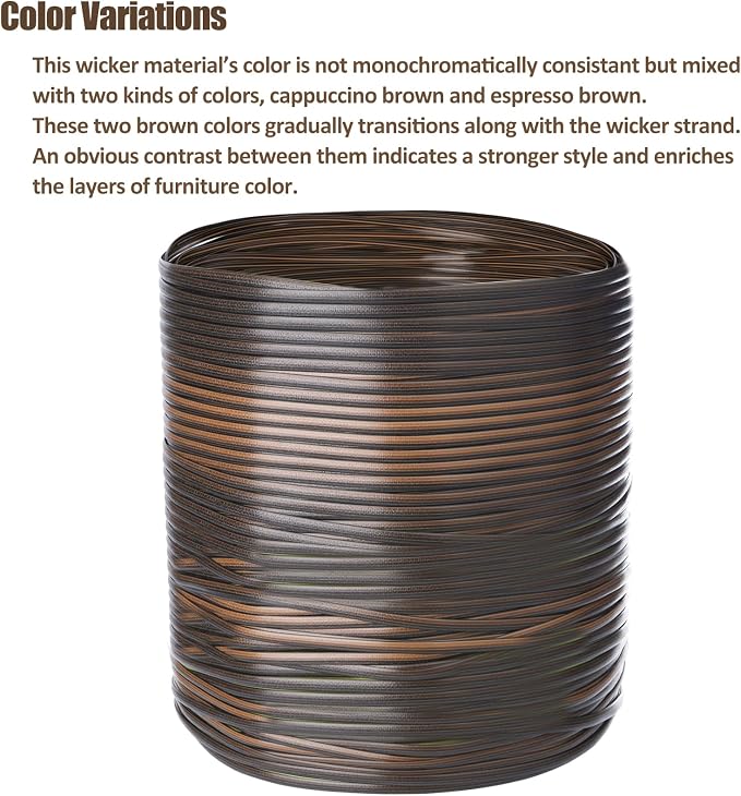 480 Ft Wicker Repair Kit, Plastic Wicker Repair Supplies, Gradient Dark Brown - Image 5