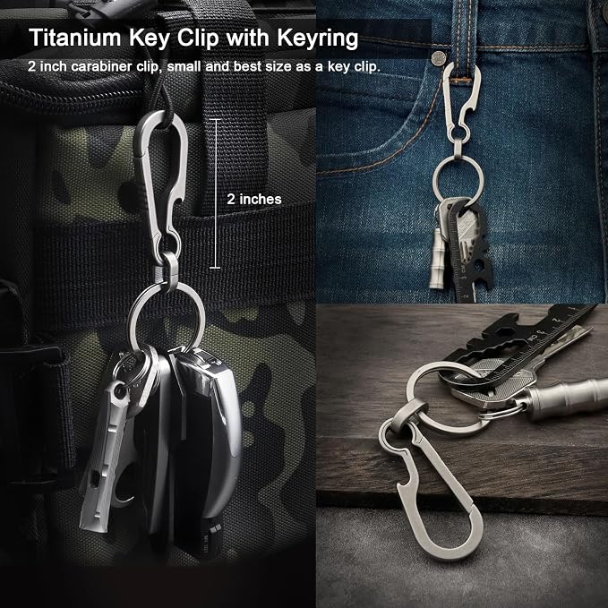 PJYTAC Key Chain Clip Titanium Carabiner Keychain Quick Release Carabiner - Image 2