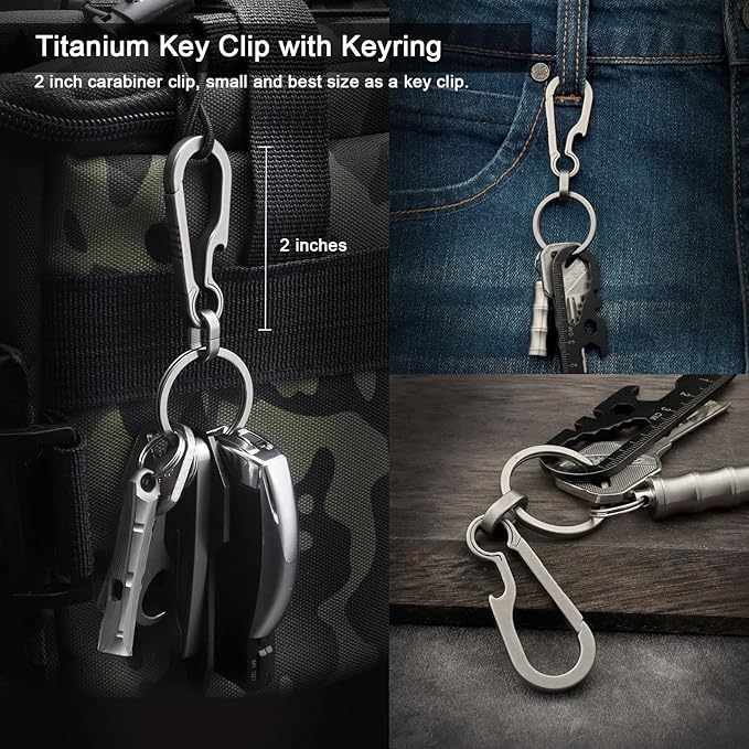PJYTAC Key Chain Clip Titanium Carabiner Keychain Quick Release Carabiner - Image 2