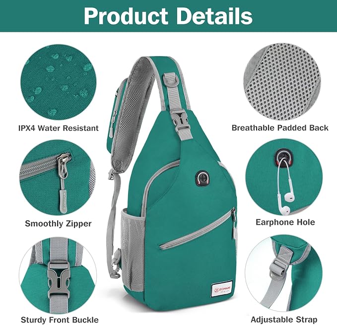 ZOMAKE Sling Bag, Small Crossbody Sling Backpack, Water Resistant Shoulder - Image 4