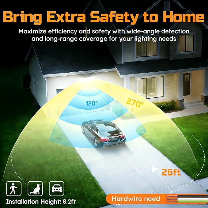 CLAONER 20W 3000LM LED Security Motion Sensor Outdoor Floodlights, 6500K - Image 3