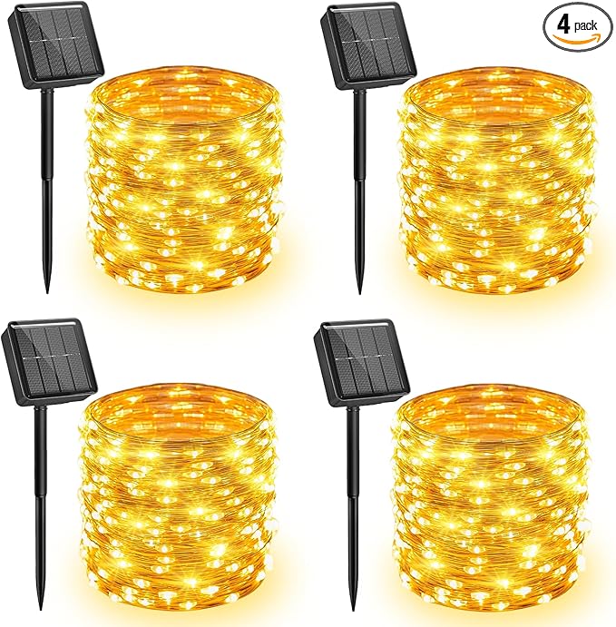 Minetom 4 Pack Solar String Lights, Total 132Ft 400 LED Solar Fairy Lights by Minetom