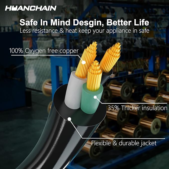 HUANCHAIN Black Outdoor Extension Cord 25 FT Waterproof, Flexible 16/3 Gauge - Image 2