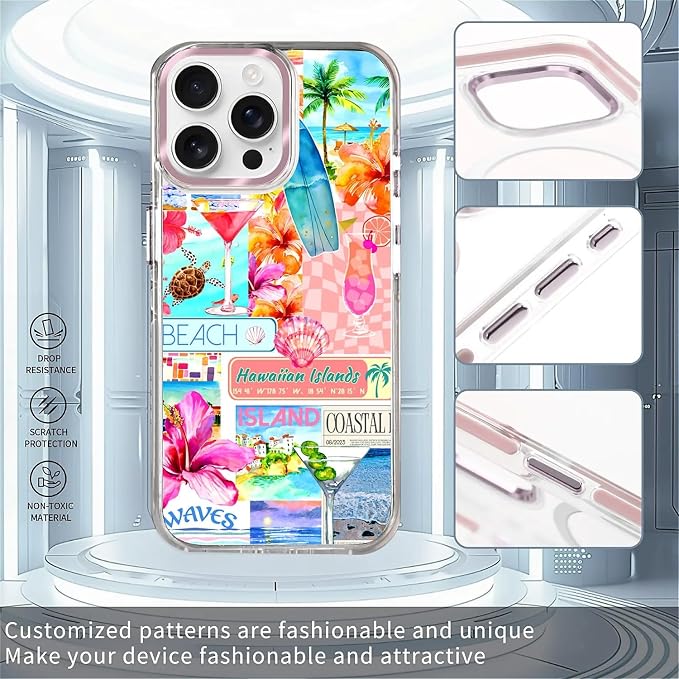 Case for iPhone 15 Pro Max, Coastal Beach Cover Coquette Collage Phone Case - Image 2
