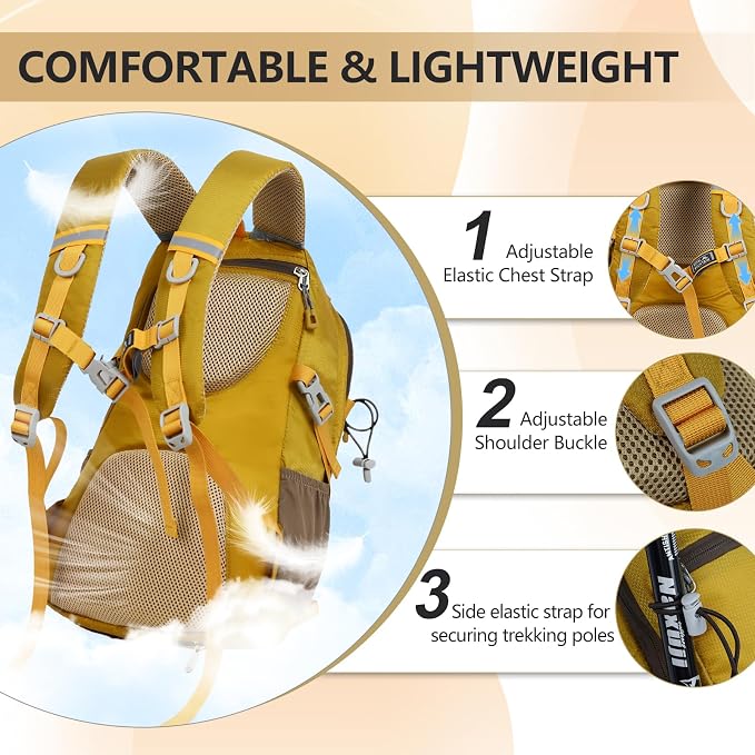 Small Hiking Backpack With Rain-cover, 20L Travel Backpacks - Image 5