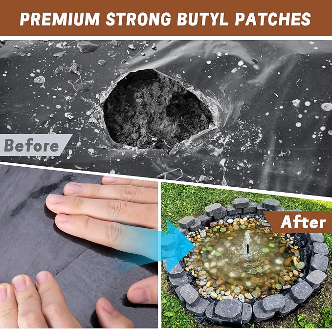 Adnee 2 Pcs Pond Liner Repair Patch-10 Inches Round Self-Adhesive EPDM Liner - Image 6