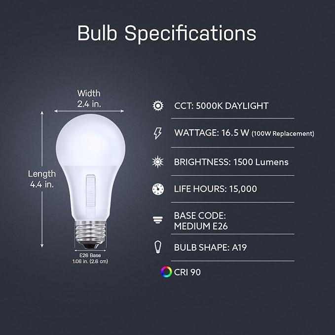 Feit Electric LED Dusk to Dawn Light Bulb, A21 100W Equivalent, Non-Dimmable - Image 3