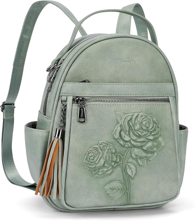 Mini Backpack Purse for Women, Embossed Vegan Leather Small Backpack Fashion by BestSeller