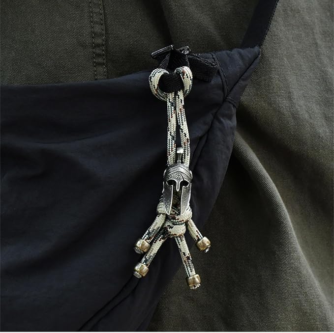 Paracord Keychain with Retro Brass Helmet Bead - Image 3